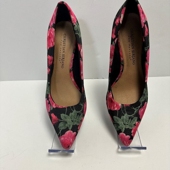 Christian Siriano for Payless Pink Floral Stiletto's size 6 Preowned - Picture 1 of 8